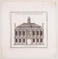 Lithographie, s.d. Vue de la façade de l'hôtel de ville de Troyes.