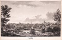 Lithographie. Vue de la ville de Troyes prise des Haut-Clos, s.d. [avant 1849 ?].