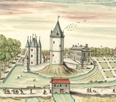 Vue du château de Dampierre Gaignières 1713  Paris, BnF, Département des Estampes, fonds Gaignières 5071, Va-10 (2)