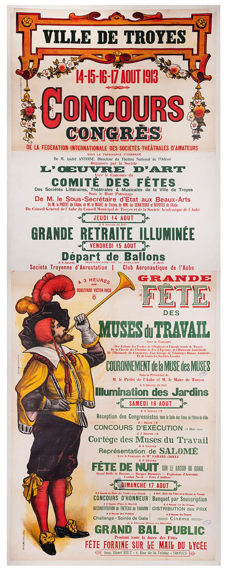 Fêtes Littéraires de Troyes du 14 au 17 août 1913