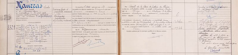 Registre d’écrou de Charles Maurras (n° 8321) à la Maison Centrale de Clairvaux