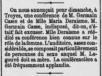1145 PL 1 : Chronique du Journal de l’Aube 1er juin 1880 (Extrait)