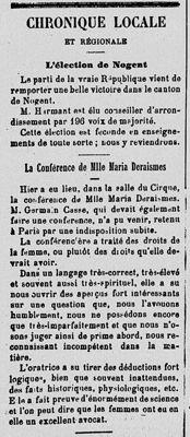 114 PL 8 : Chronique locale du journal l’Avenir républicain 1er juin 1880 (Extrait)