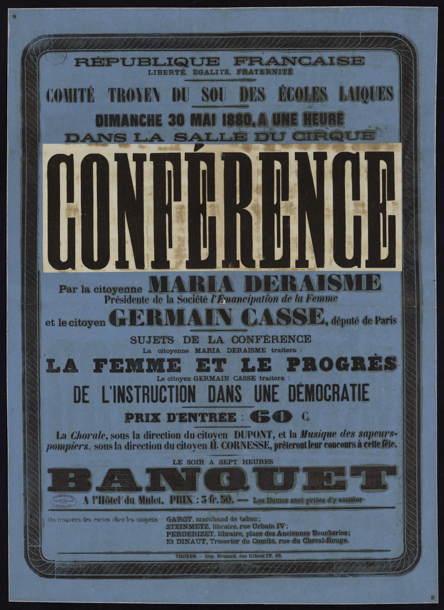 Conférence de Maria Deraismes 