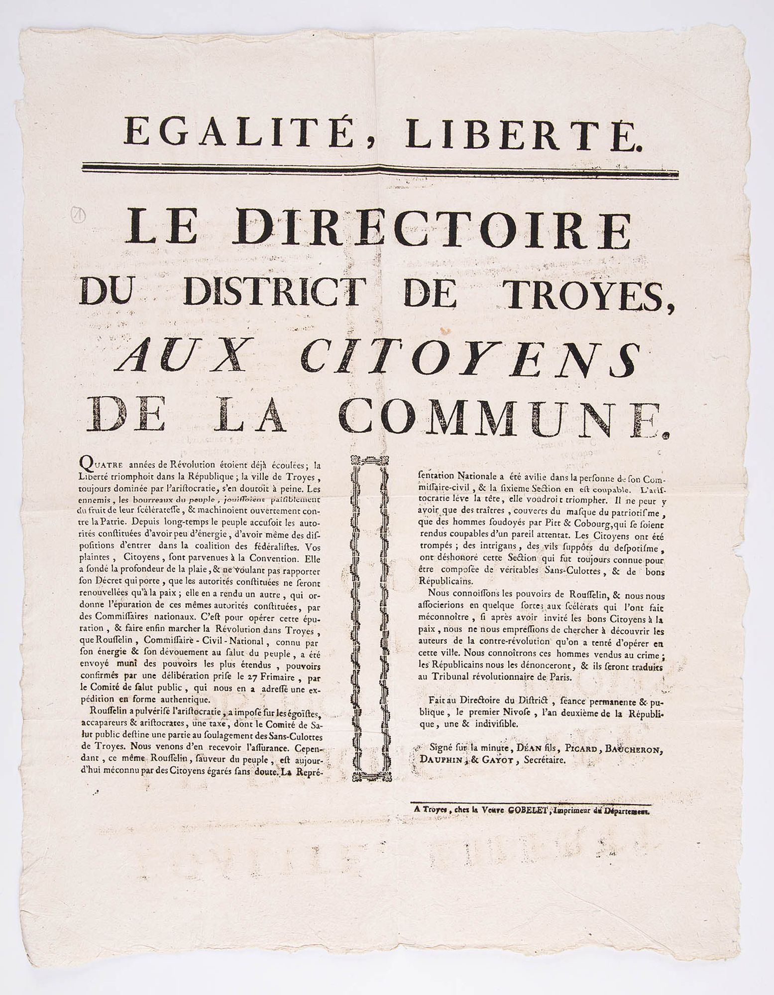 Alexandre Rousselin, Commissaire civil national durant la Terreur à Troyes