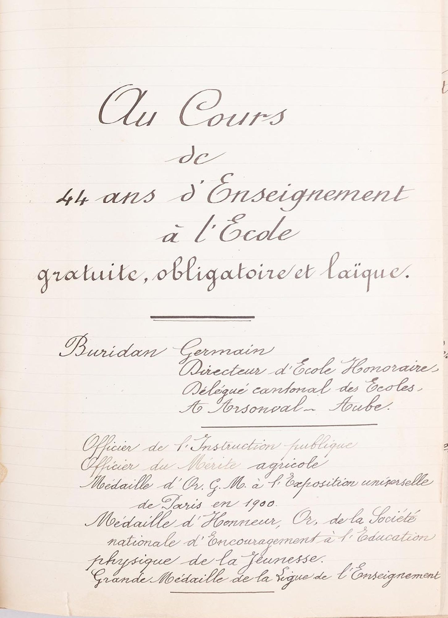 Journal de Germain Buridan, enseignant aubois