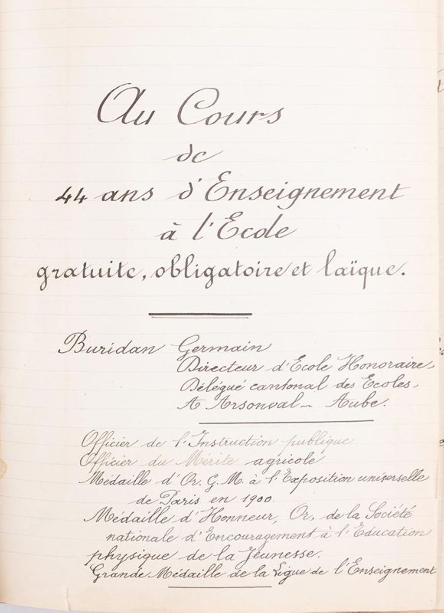 Nouveau fonds en ligne : Journal de Germain Buridan, enseignant aubois