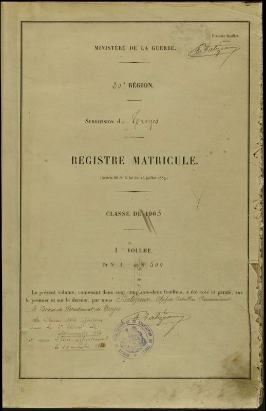 Registres matricules militaires (1872-1921)