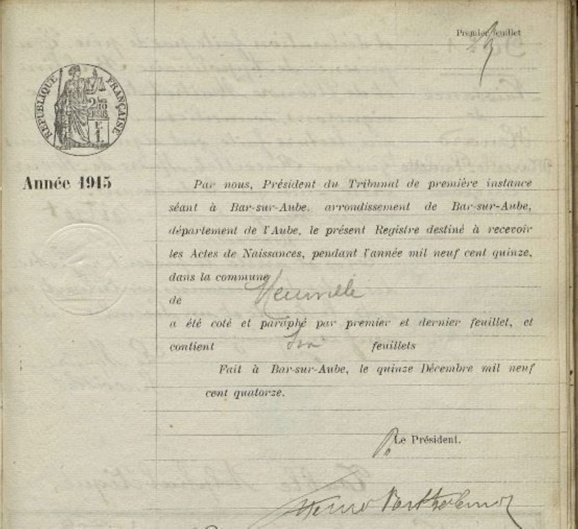 Mise en ligne de l'état civil jusqu'en 1915