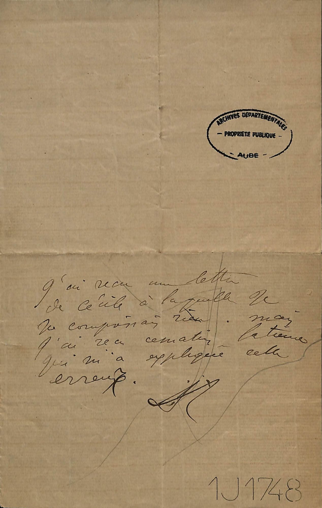Lettre adressée à son épouse Aline (sans date)_2