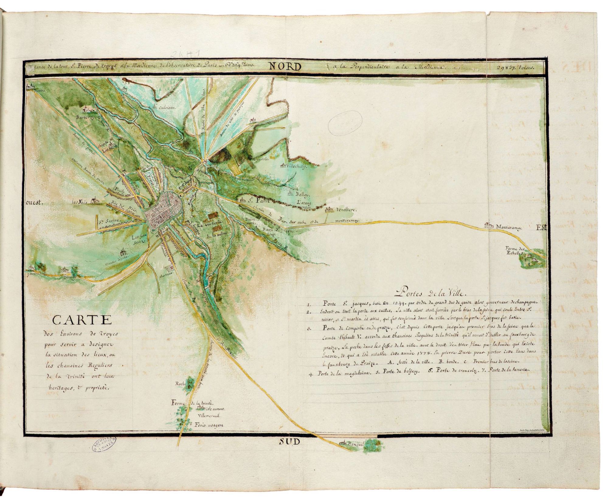 Carte des environs de Troyes 