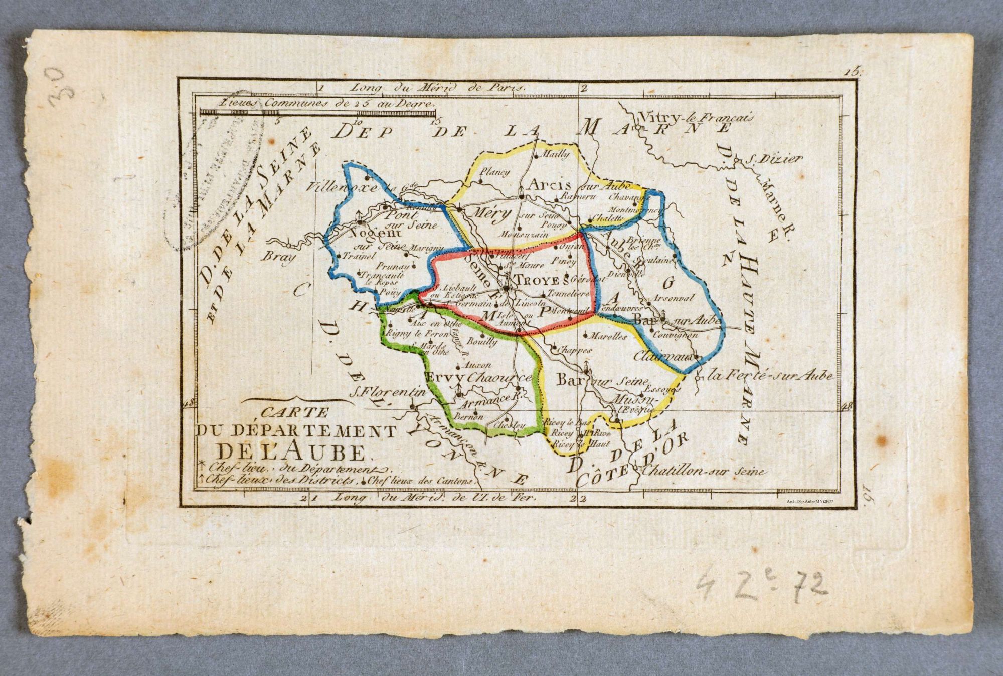 Carte du département de lAube, 1790.