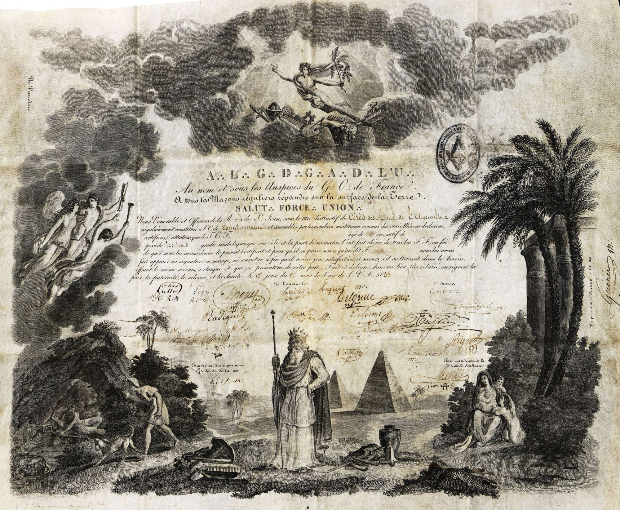 Certificat d'appartenance à la Franc-Maçonnerie - Na 4002