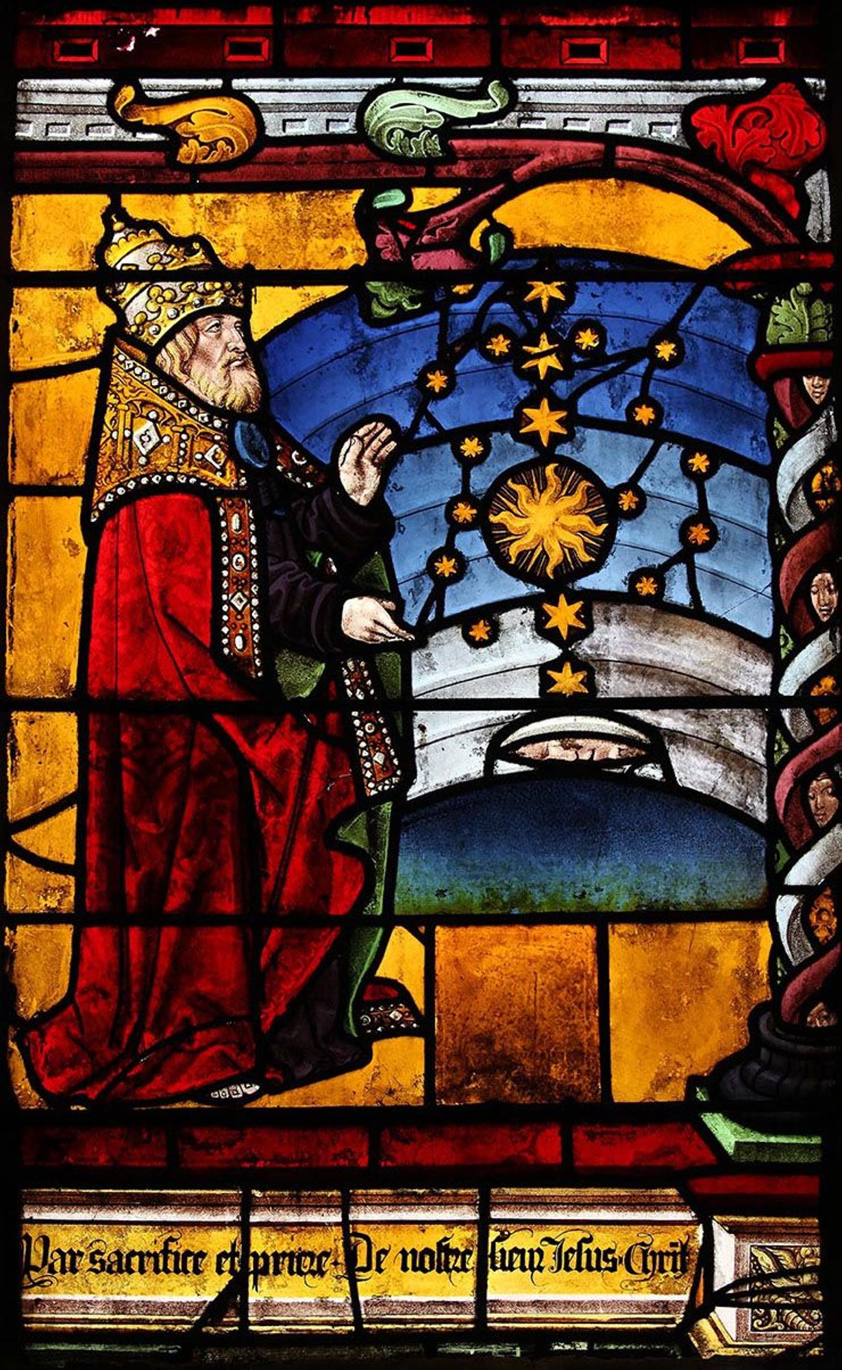 La création des astres - vitrail (église Sainte-Madeleine de Troyes. Baie 1)